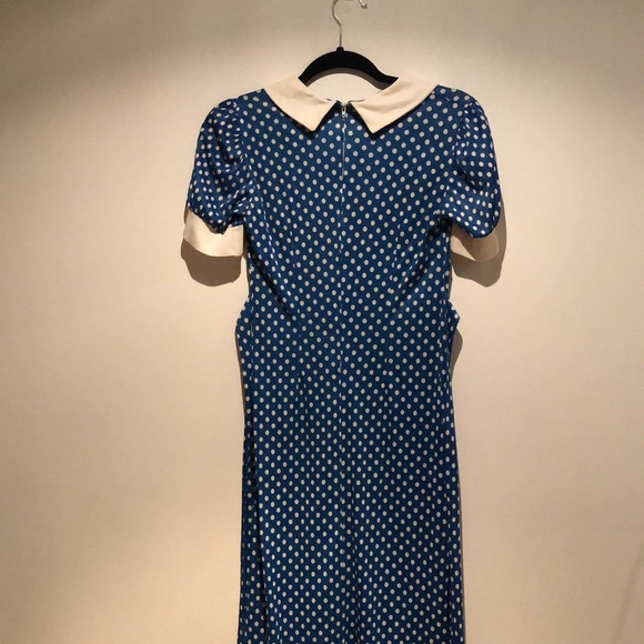 Vintage Pierre Christophe blue polka dot Peter Pan collar dress - Picture 3 of 9
